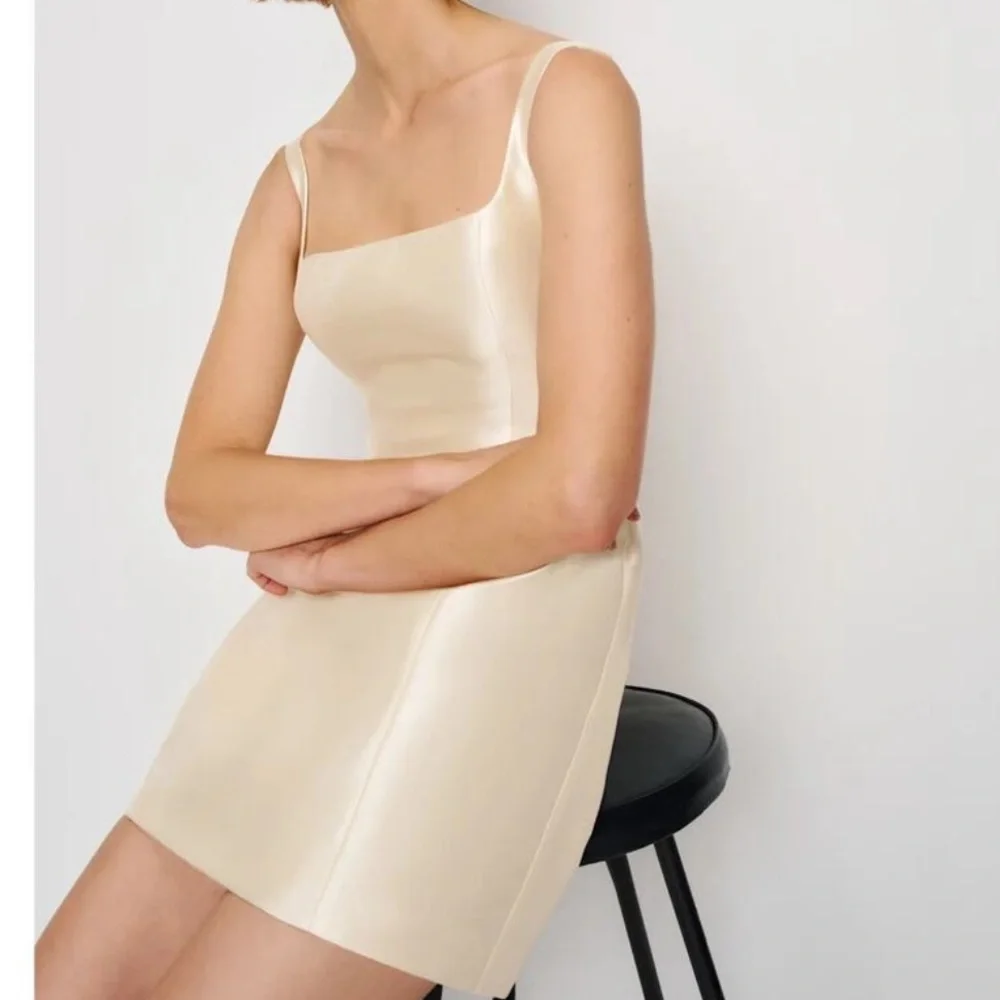 Reformation Cream Square-Neck Mini Dress - Picture 3 of 14